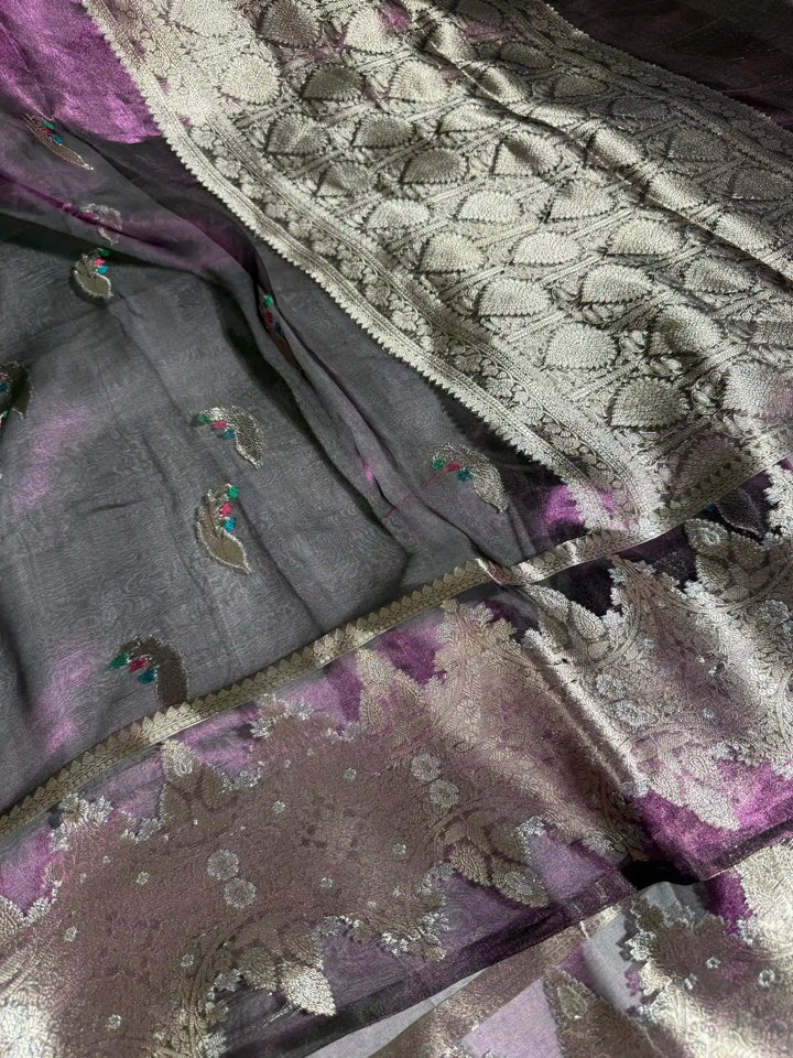 Rare Lilac Pure Tissue Silk Heritage Banarasi Saree