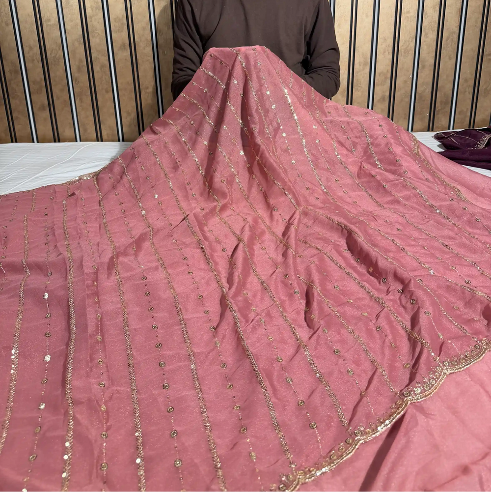 Rare Mauve Tissue Georgette Silk Designer Banarasi Saree 