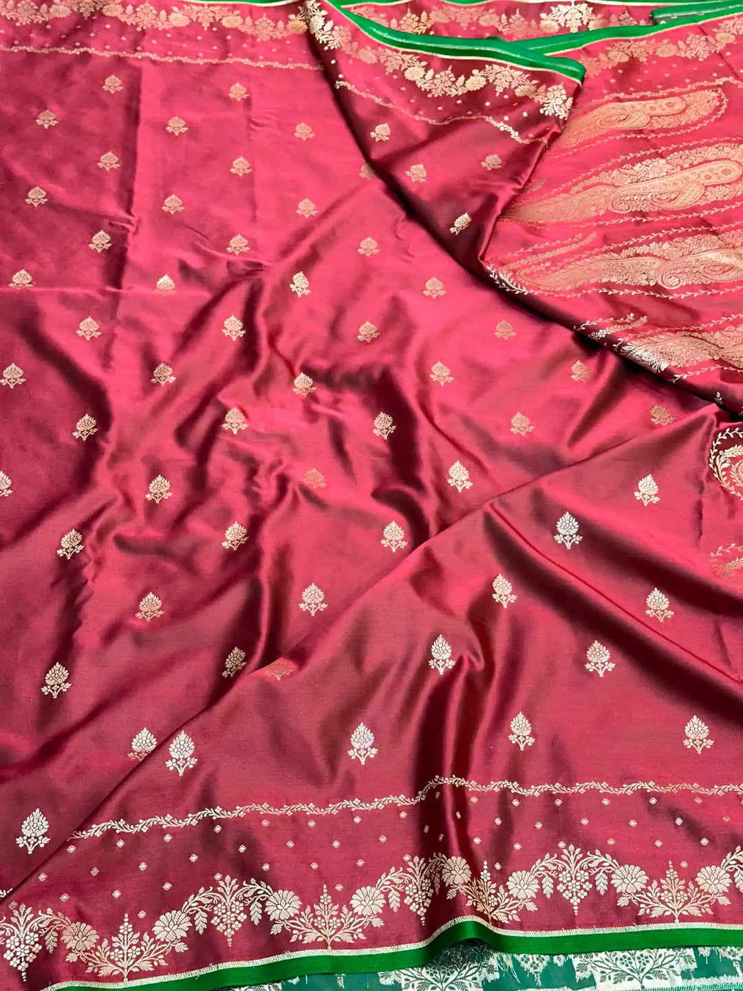 Rare Mocha Peach Mashru Katan Silk Banarasi Saree