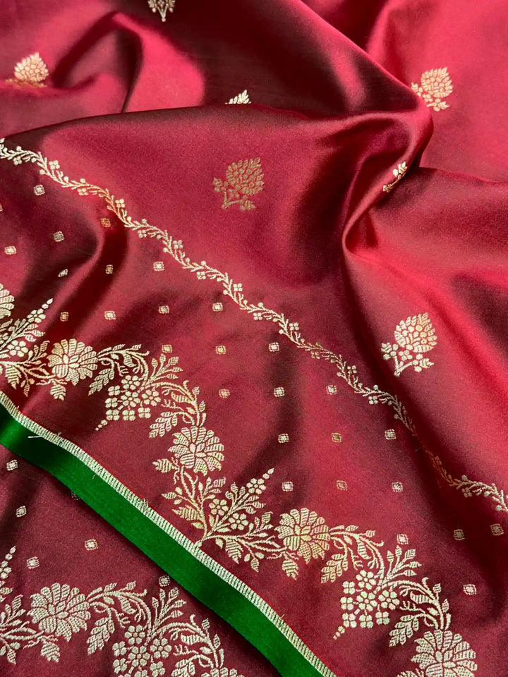 Rare Mocha Peach Mashru Katan Silk Banarasi Saree