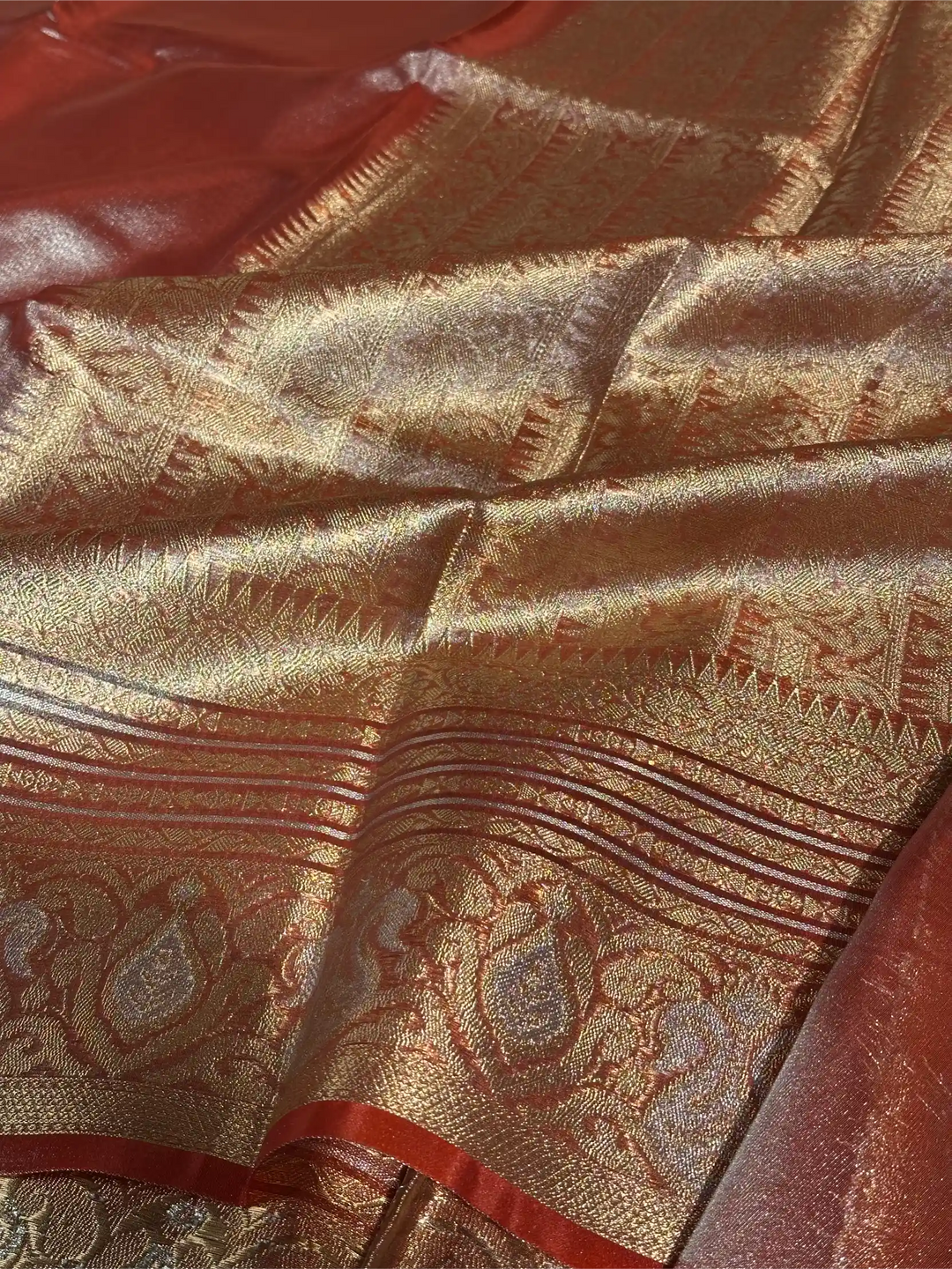 Rare Onion Pink Glass Tissue Silk Banarasi Saree