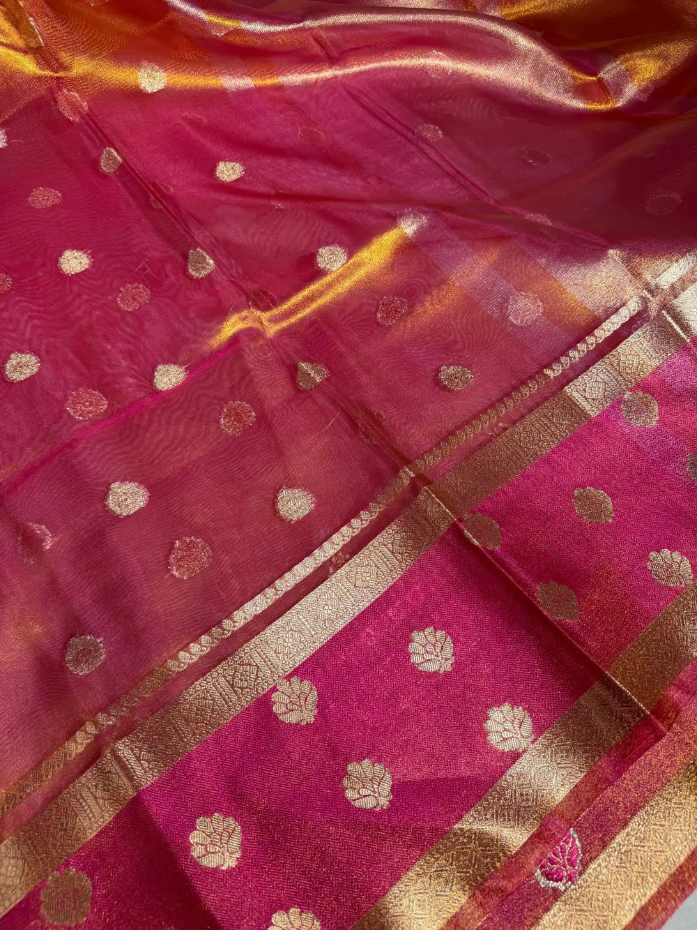 Rare Rusted Shade soft Tissue Silk Banarasi Saree