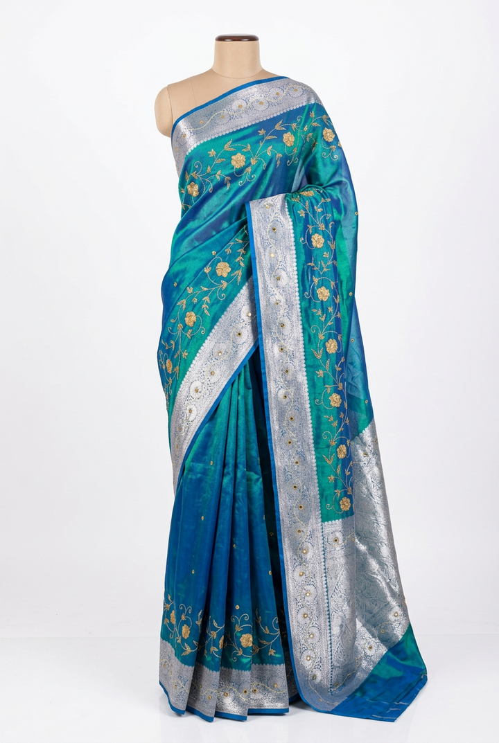 Rare Peacock Kora Tissue Intricate Handwork Banarasi Saree