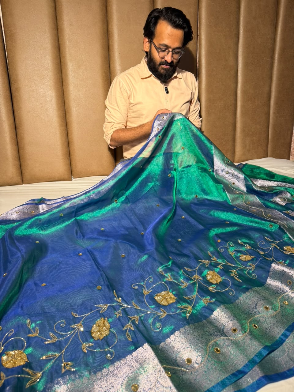 Rare Peacock Kora Tissue Intricate Handwork Banarasi Saree