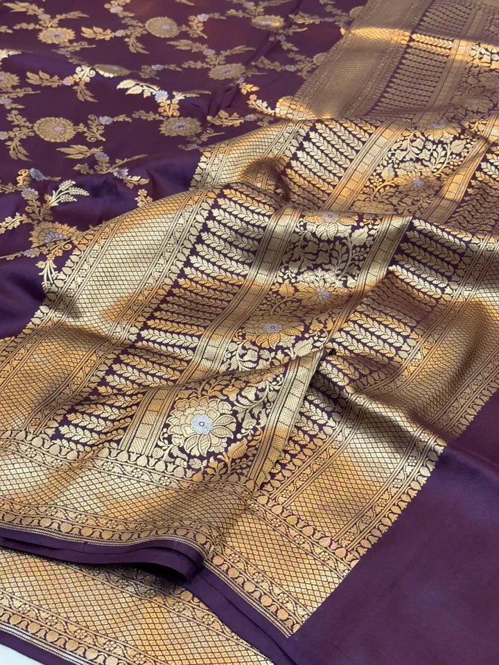 Rare wine Alfi Meena weave pure kayak silk saree