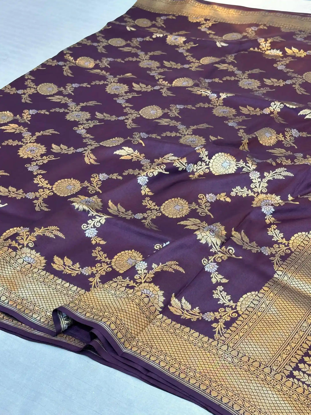 Rare wine Alfi Meena weave pure kayak silk saree