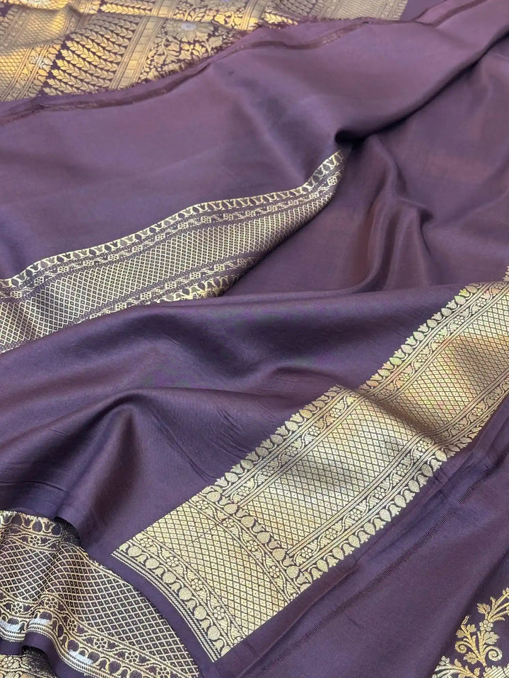 Rare wine Alfi Meena weave pure kayak silk saree