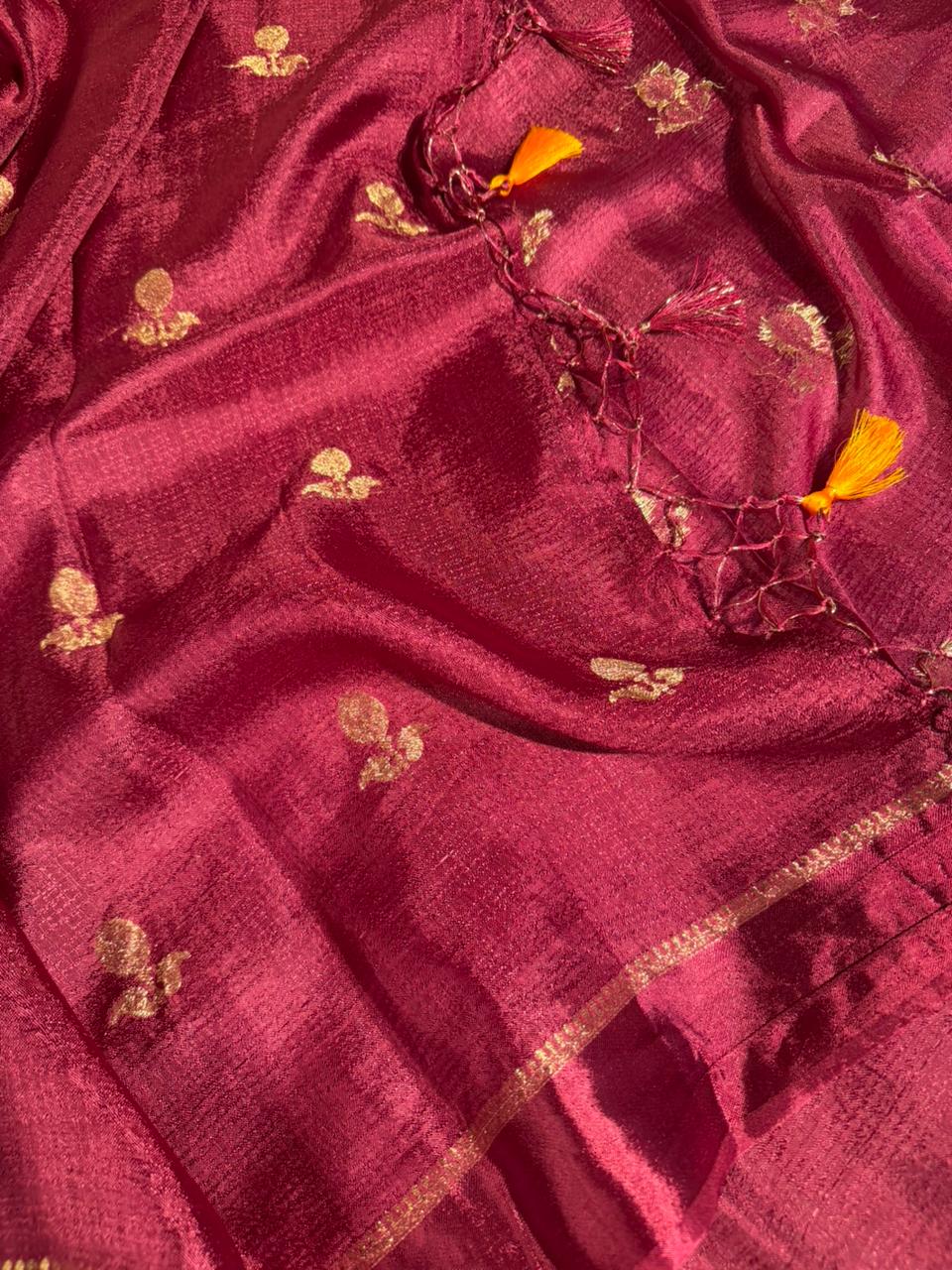 Raspberry Rose Extremely Soft Georgette Silk Banarasi Saree