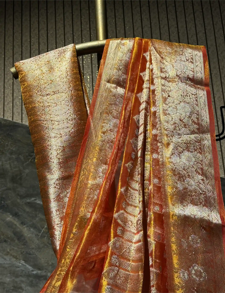 Ready To Wear 100% Pure Tissue Silk Saree