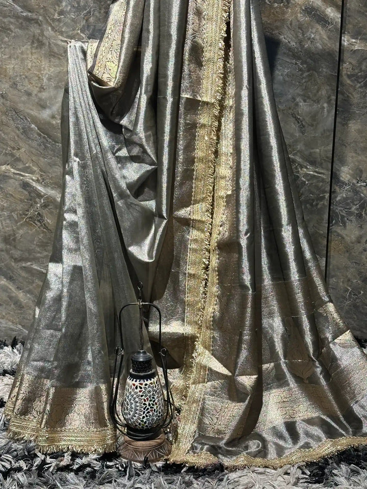 Ready To Wear Beige Shade Soft Tissue Designer Saree