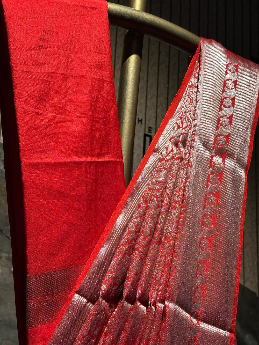 Ready To Wear Bridal Red Semi Katan Silk Saree