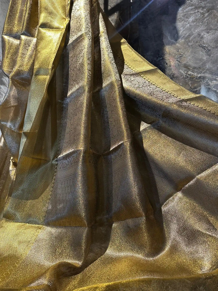 Ready To Wear Copper Brocade Tissue Saree