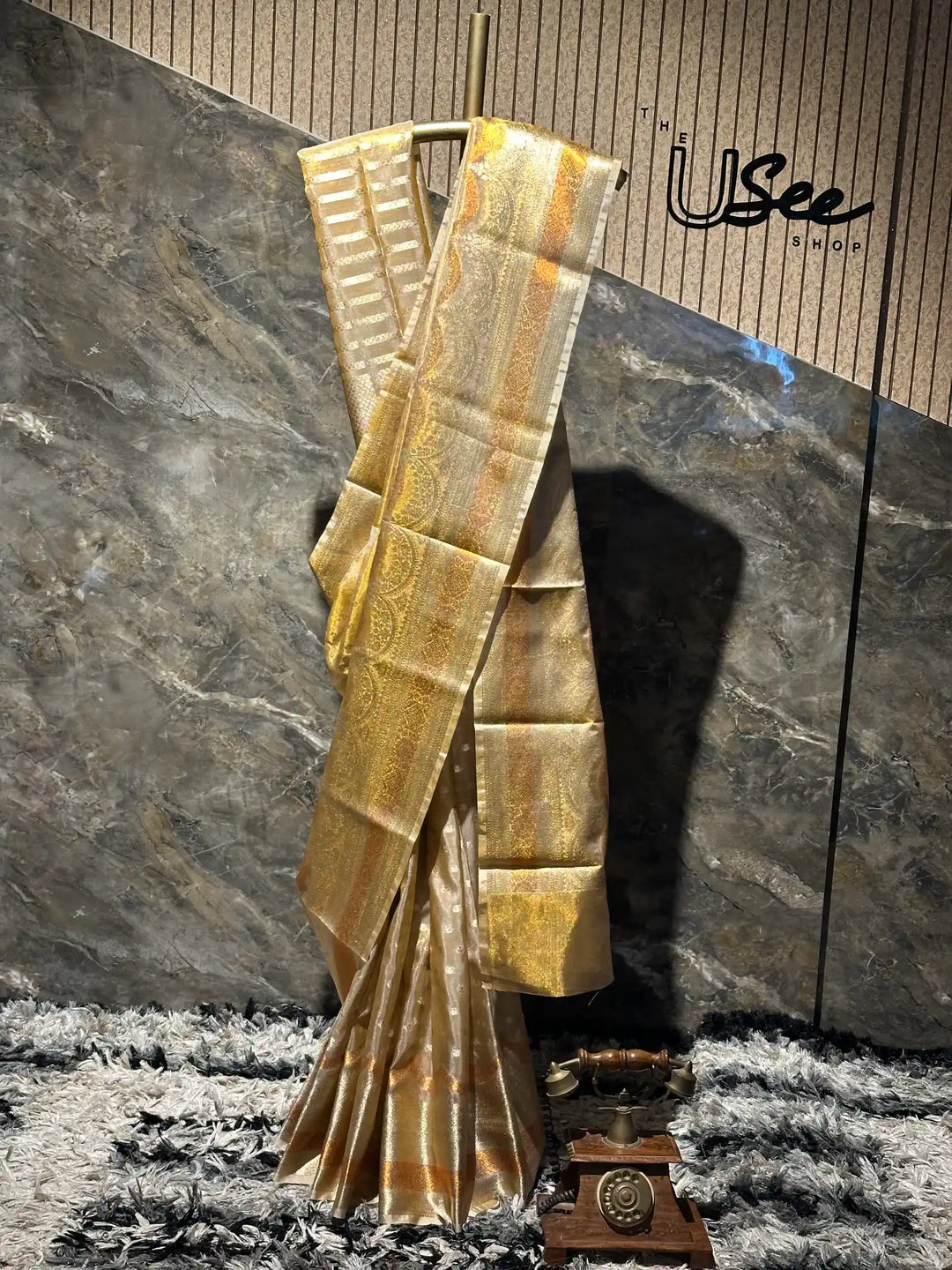 Ready To Wear Copper Tissue Silk Heritage Banarasi Saree