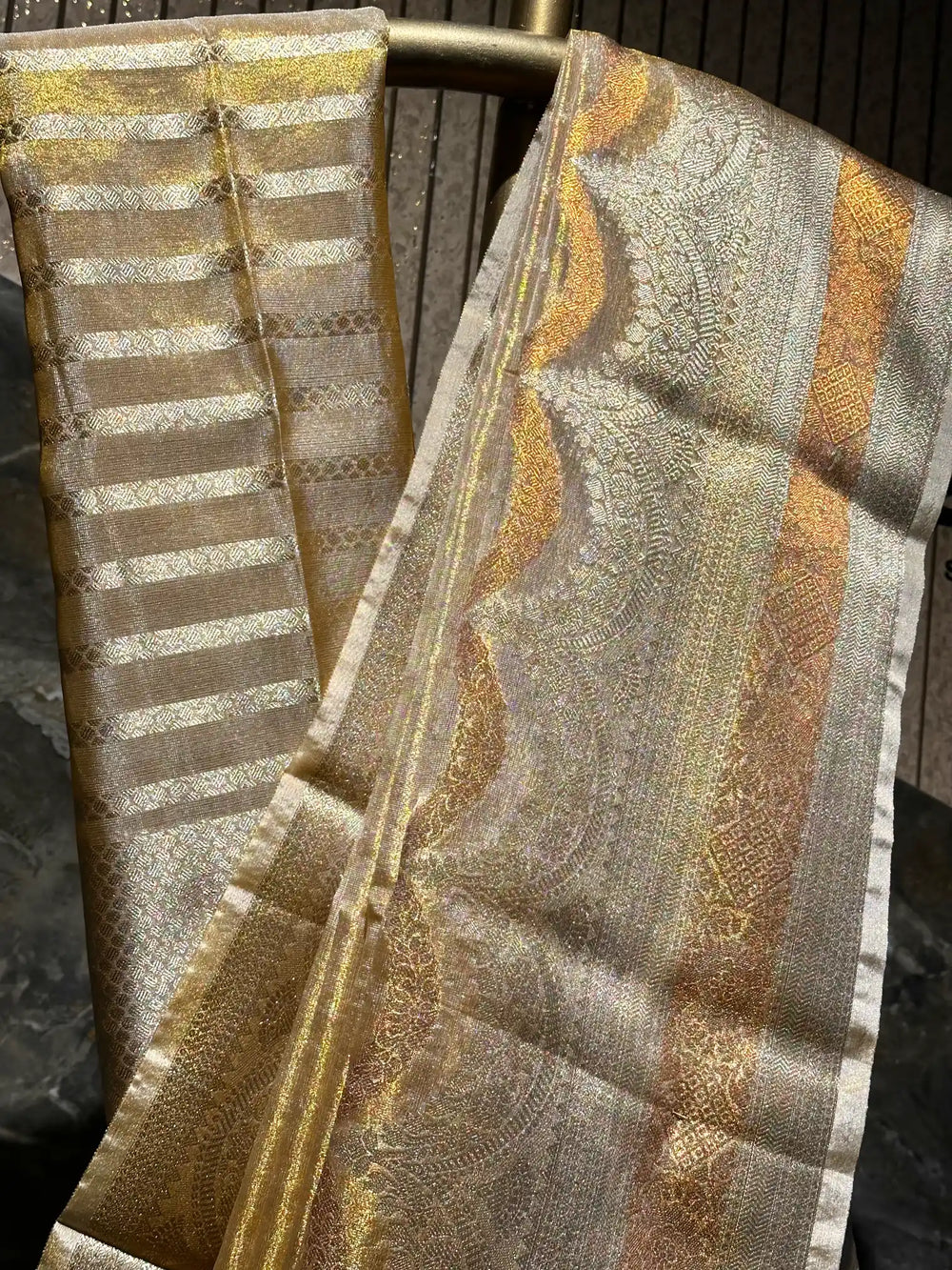 Ready To Wear Copper Tissue Silk Heritage Banarasi Saree