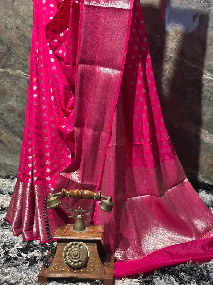 Ready To Wear Rani Chinia Silk Traditional Banarasi Saree