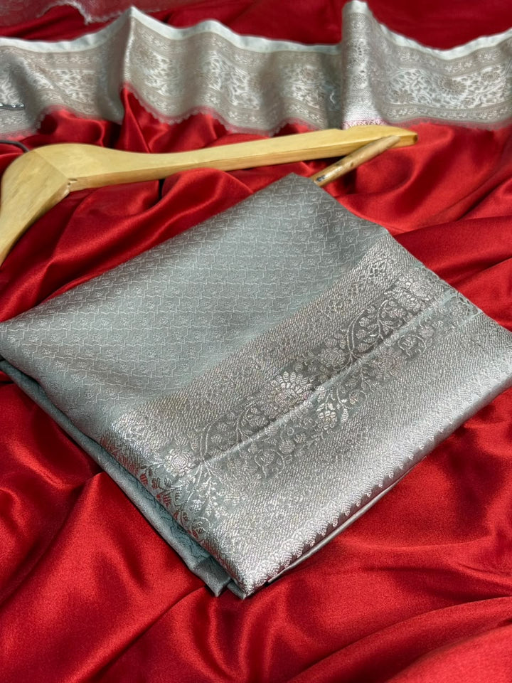 Royal Maroon with Contrast Beige Shade Mashru Katan Silk Banarasi Saree
