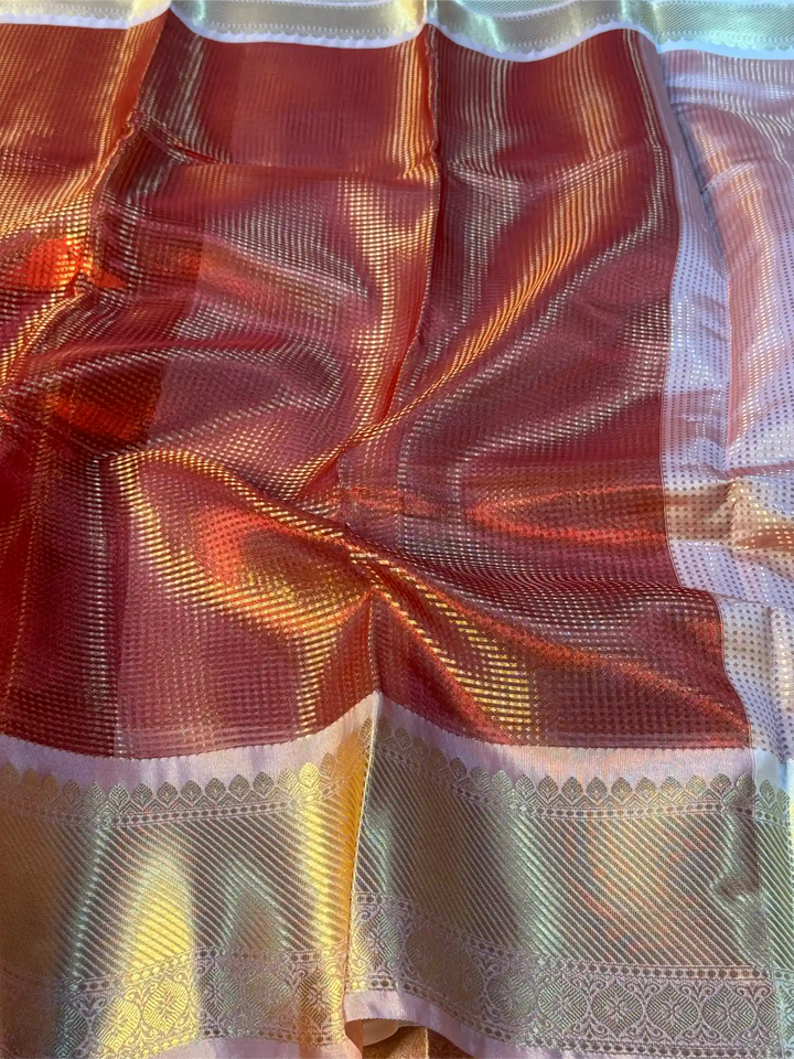 Red Brocade Kanjivaram Tissue Silk Banarasi Saree