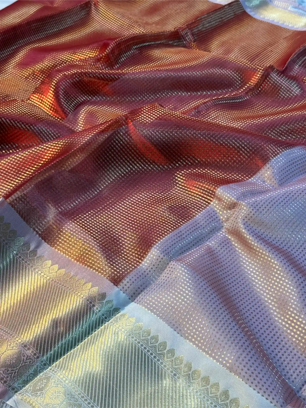 Red Brocade Kanjivaram Tissue Silk Banarasi Saree