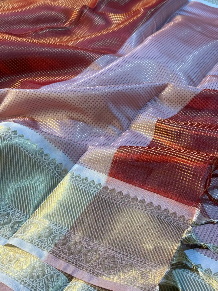 Red Brocade Kanjivaram Tissue Silk Banarasi Saree