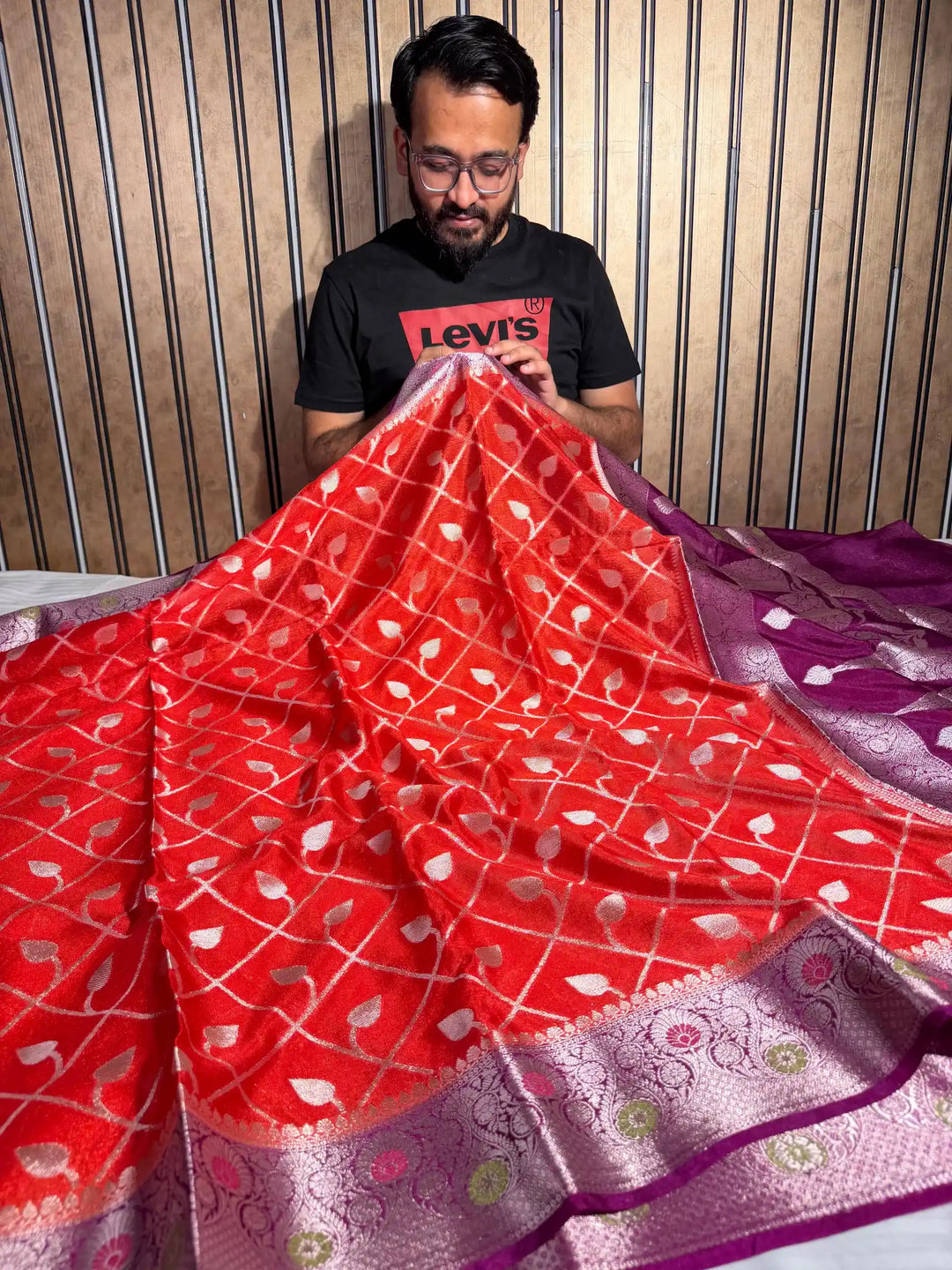 Red Shade Chiniya Silk Banarasi Saree