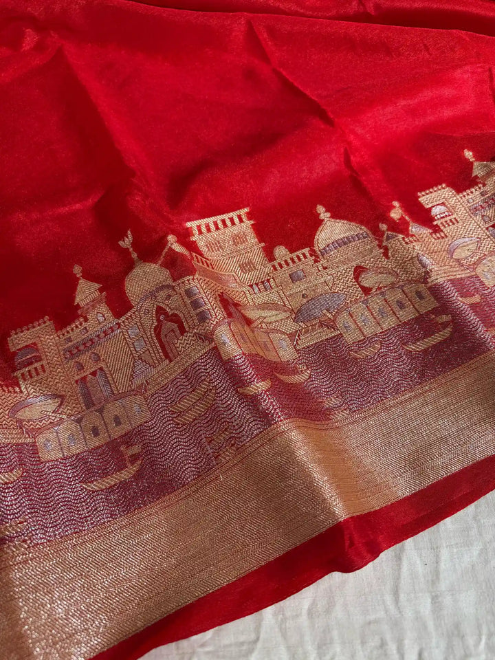 Red Soft banarasi georgette silk saree