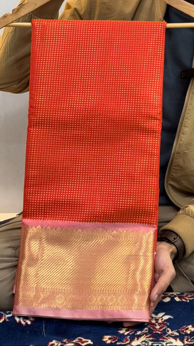 Red Brocade Kanjivaram Tissue Silk Banarasi Saree 