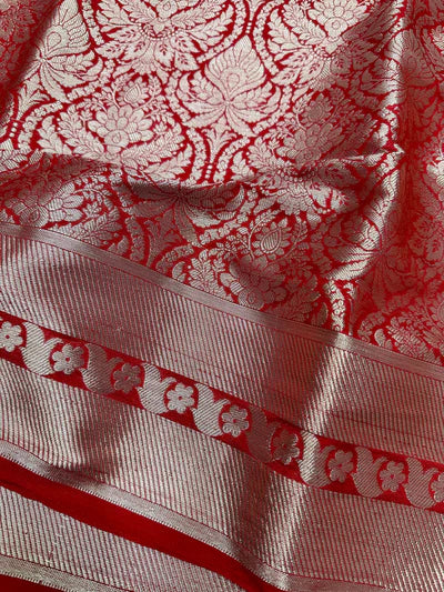 Bridal Red Janhvi Kapoor Inspired Katan Silk Saree