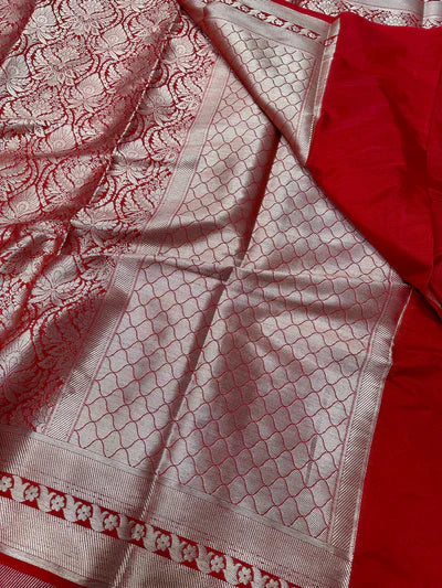 Bridal Red Janhvi Kapoor Inspired Katan Silk Saree