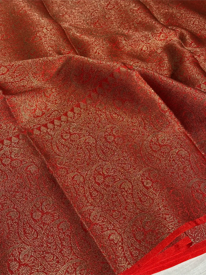 Red Warm Silk Kaat Bandh Weave Banarasi Saree