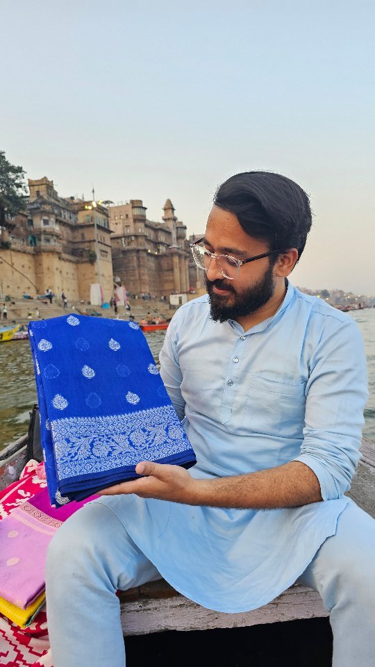 Royal Blue Soft khaddi silk saree