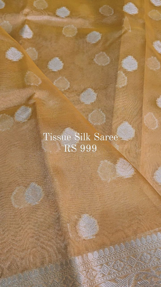 Yellow Colour Soft premium tissue silk Saree