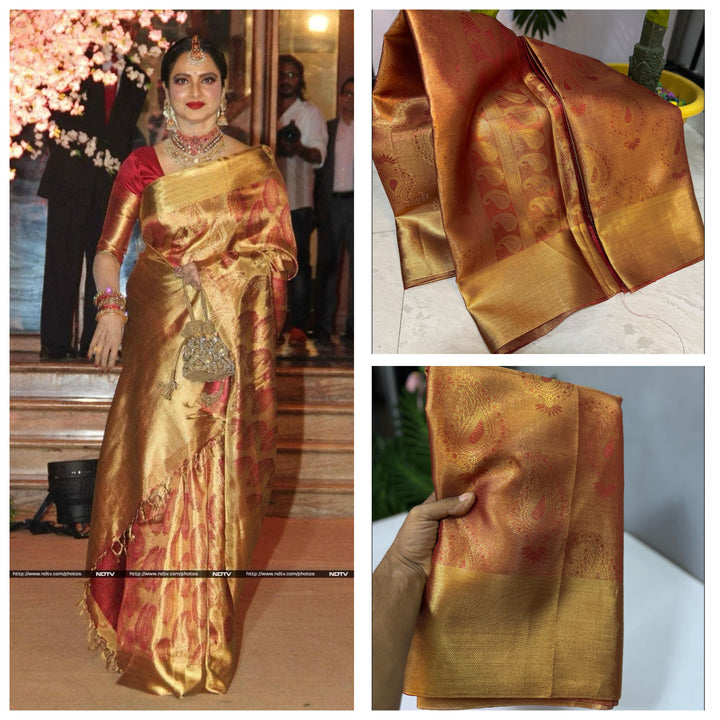 Rekha mam Inspired Kanjivaram Tissue Silk Saree