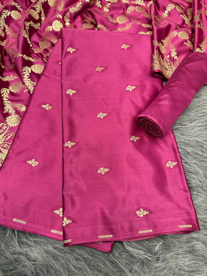 Rich Maroon Premium Mashru Katan Banarasi Suit