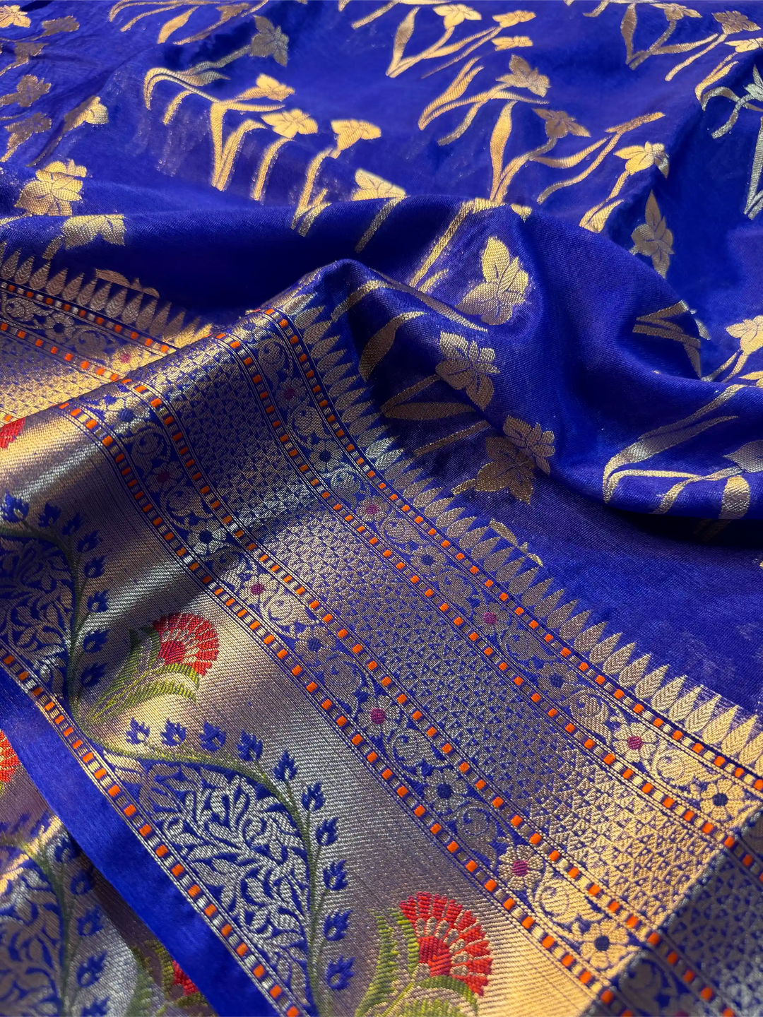 Royal Blue Chiniya Silk Jacquard Weave Banarasi Saree