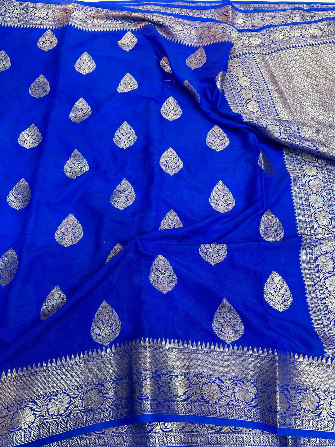 Royal Blue Chiniya Silk Zari Buta Banarasi Saree