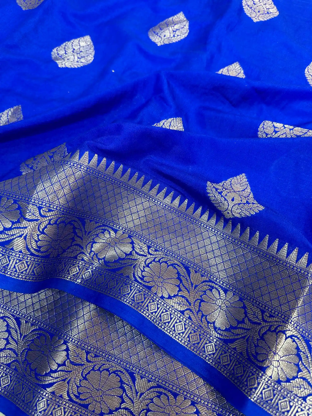 Royal Blue Chiniya Silk Zari Buta Banarasi Saree