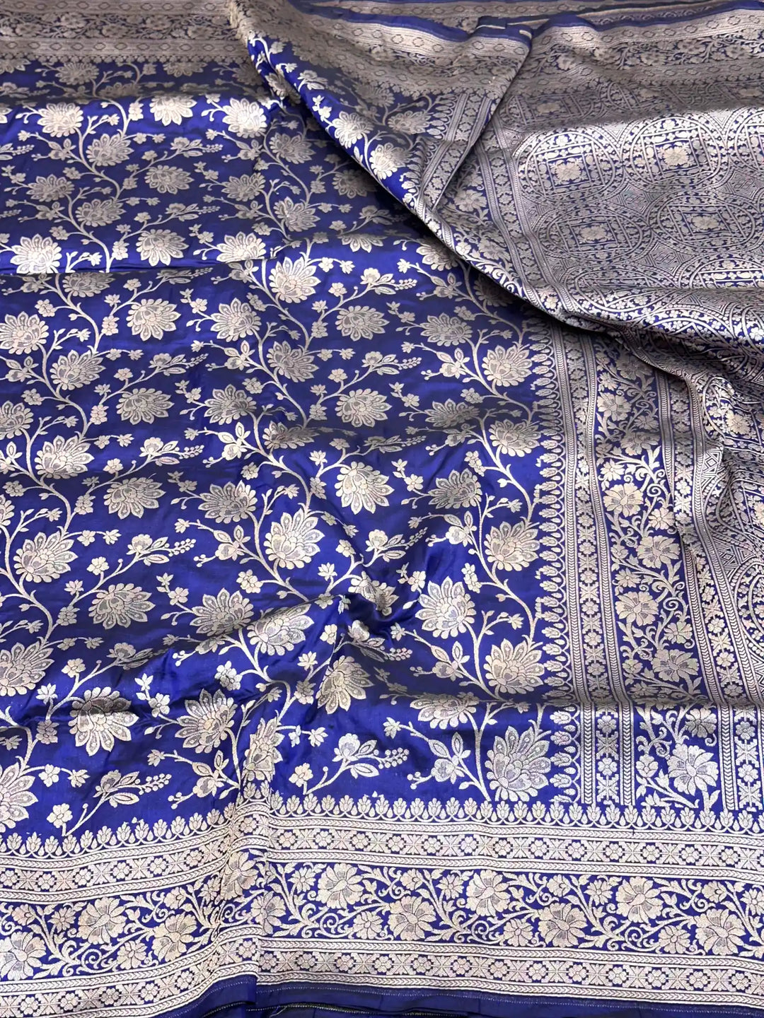 Royal Blue Heritage Pure Katan Silk Banarasi Saree