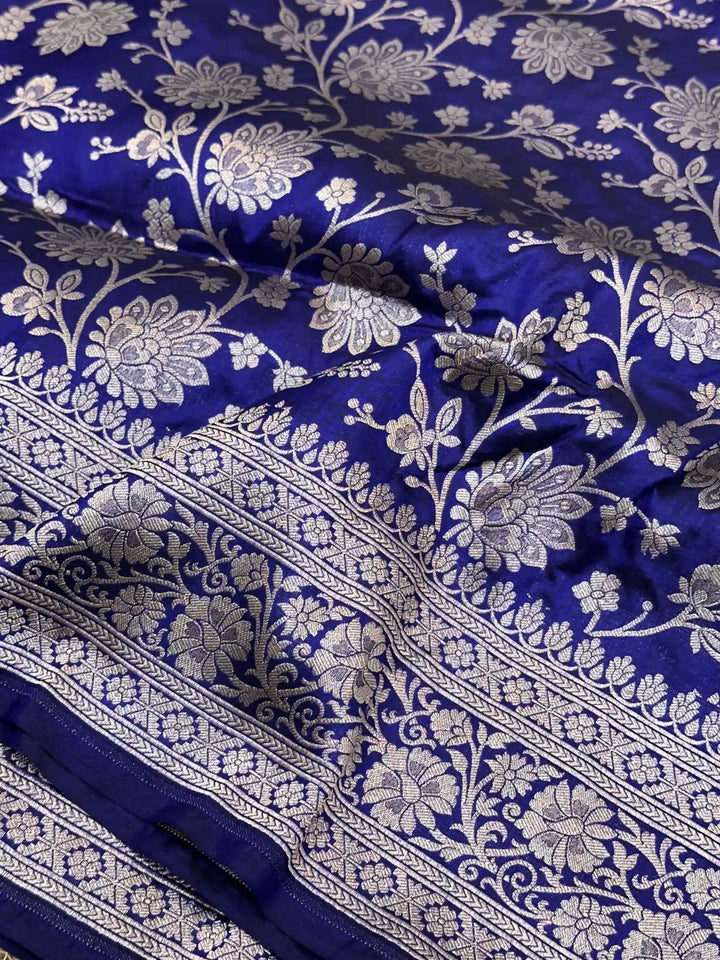 Royal Blue Heritage Pure Katan Silk Banarasi Saree