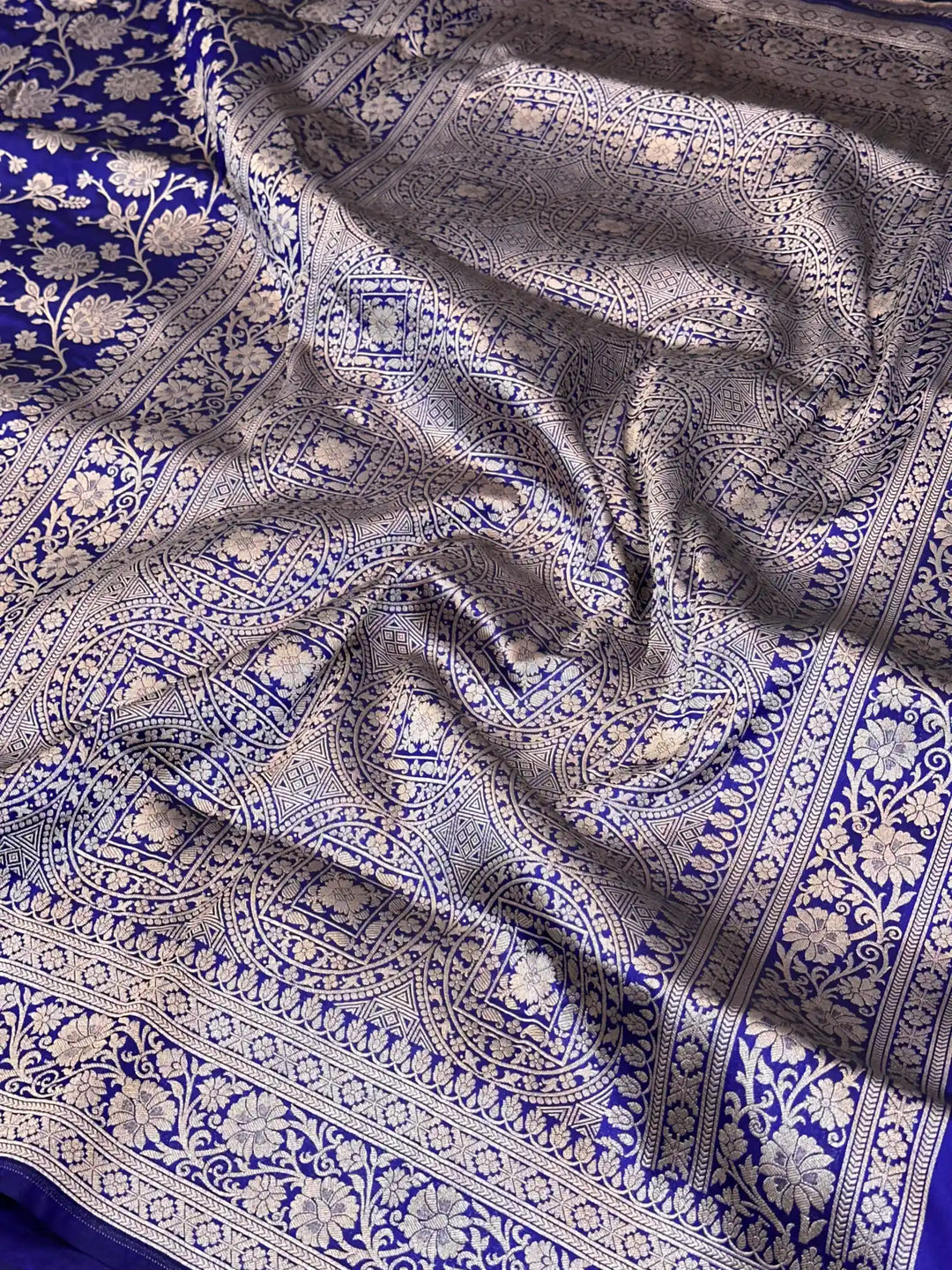 Royal Blue Heritage Pure Katan Silk Banarasi Saree