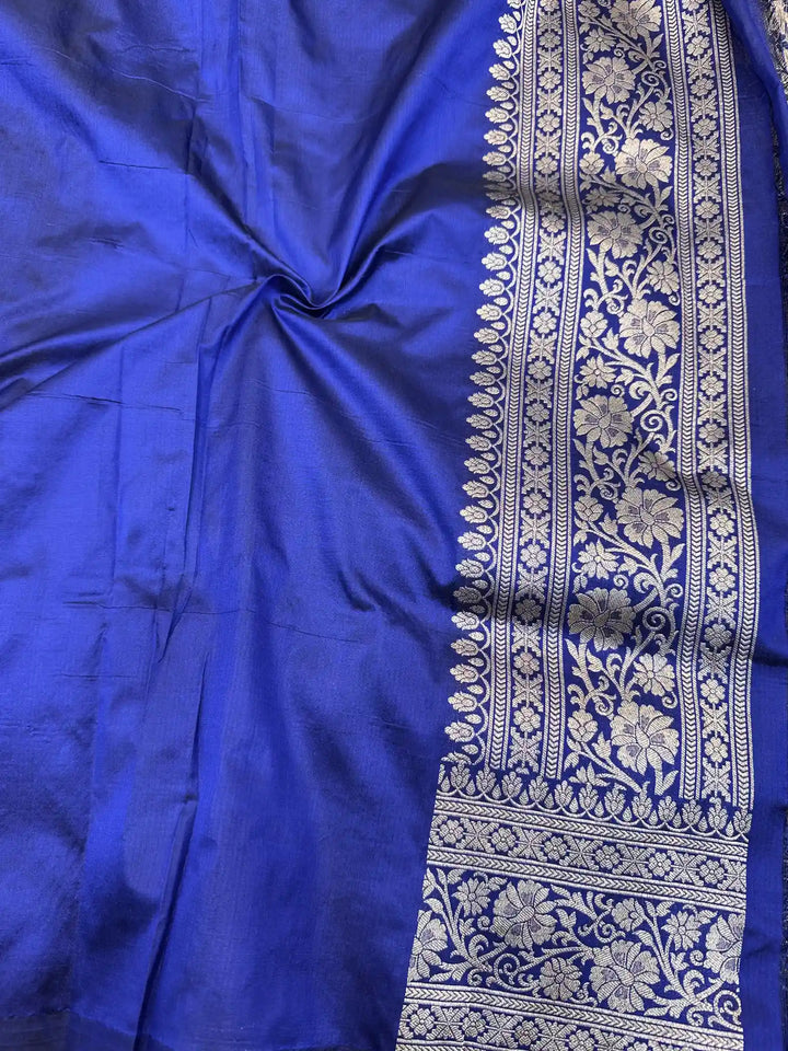 Royal Blue Heritage Pure Katan Silk Banarasi Saree