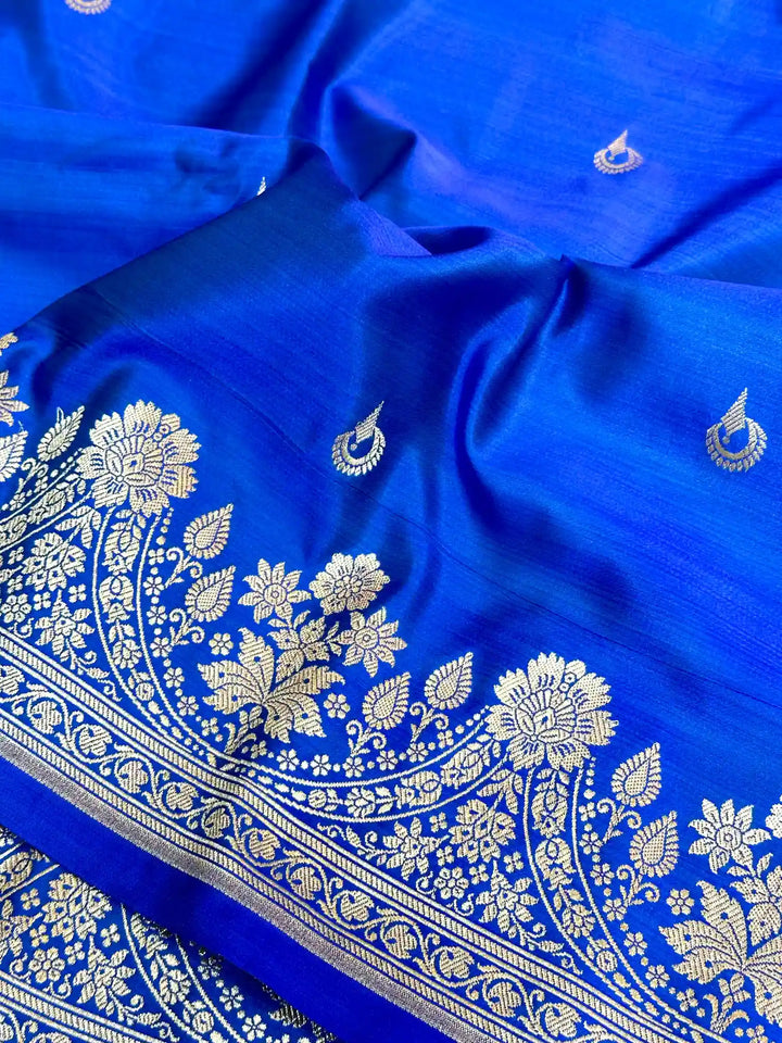 Royal Blue Latest Mashru Katan Silk Saree