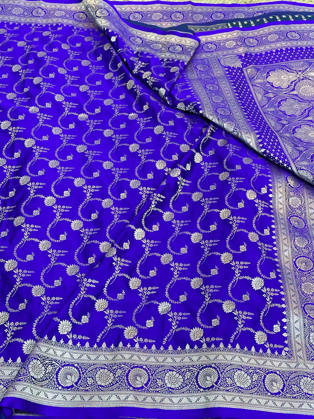 Royal Blue Mashru Katan Silk Banarasi Saree