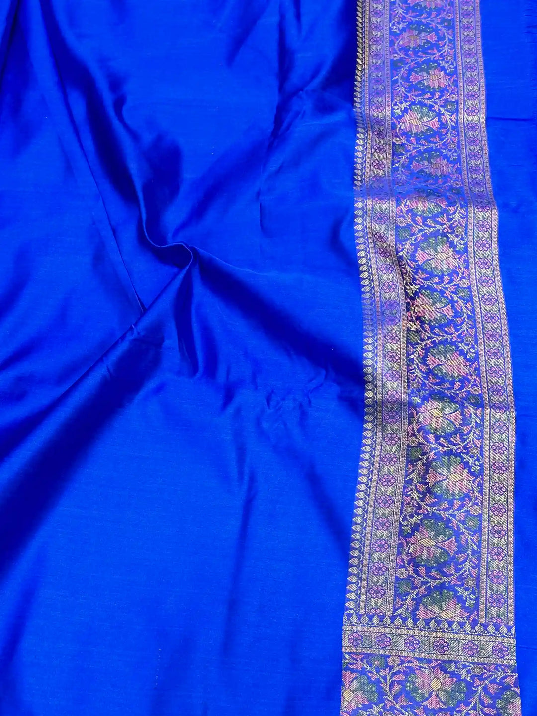 Royal Blue Mashru Katan Silk Tanchui Banarasi Saree