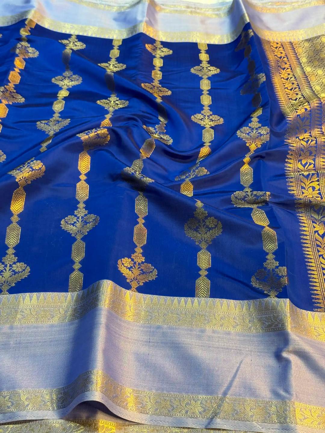 Royal Blue Semi Katan Traditional Banarasi Saree