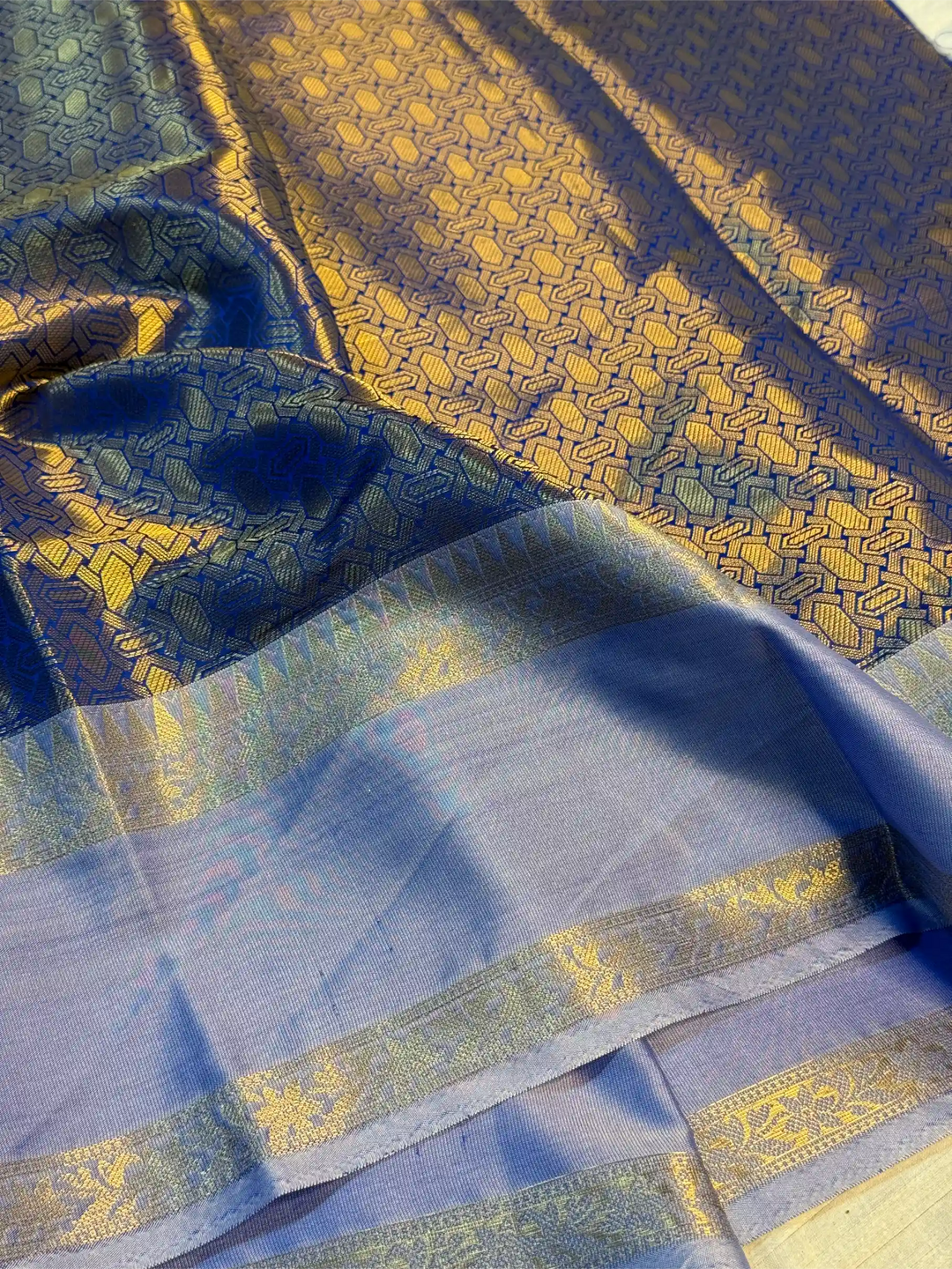 Royal Blue Semi Katan Traditional Banarasi Saree
