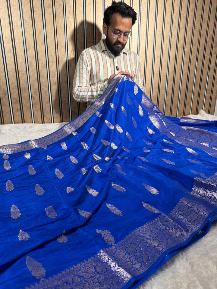 Royal Blue Warm Silk Traditional Buta Banarasi saree