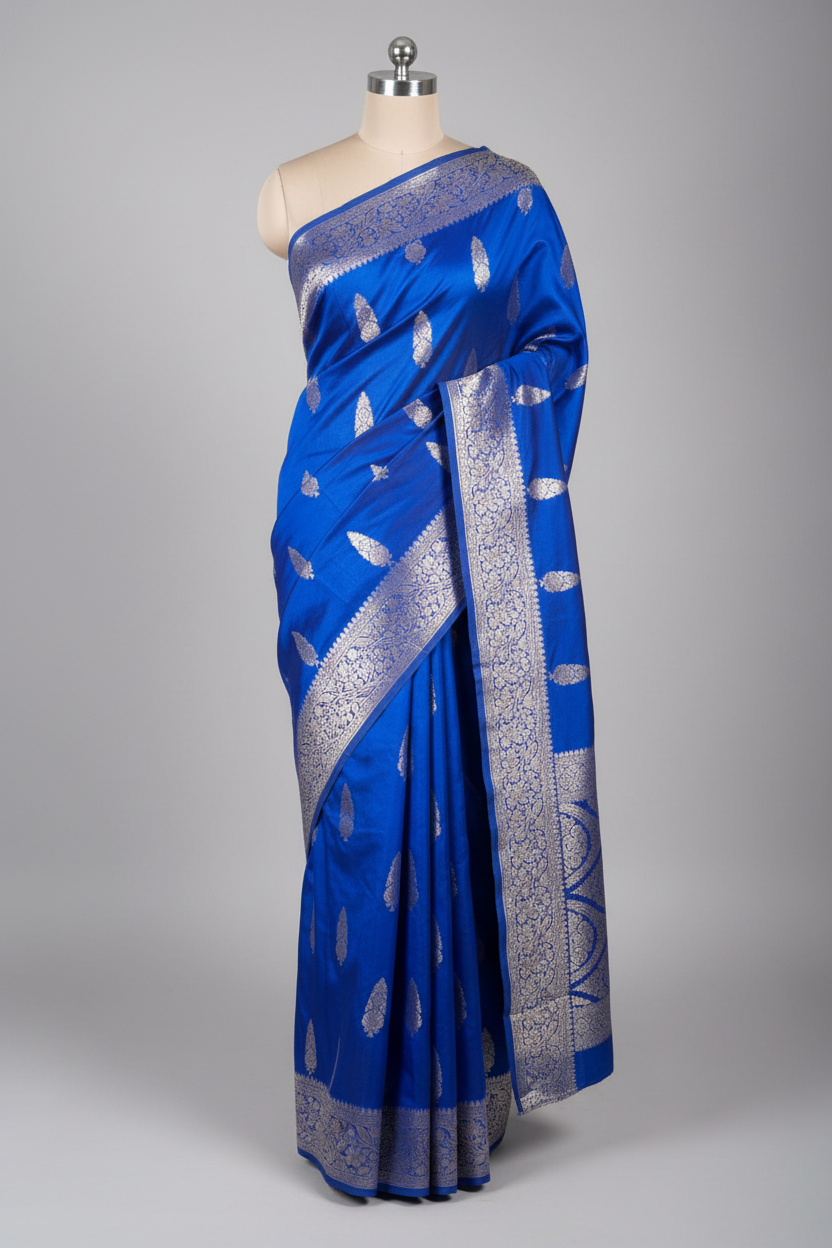 Royal Blue Warm Silk Traditional Buta Banarasi saree
