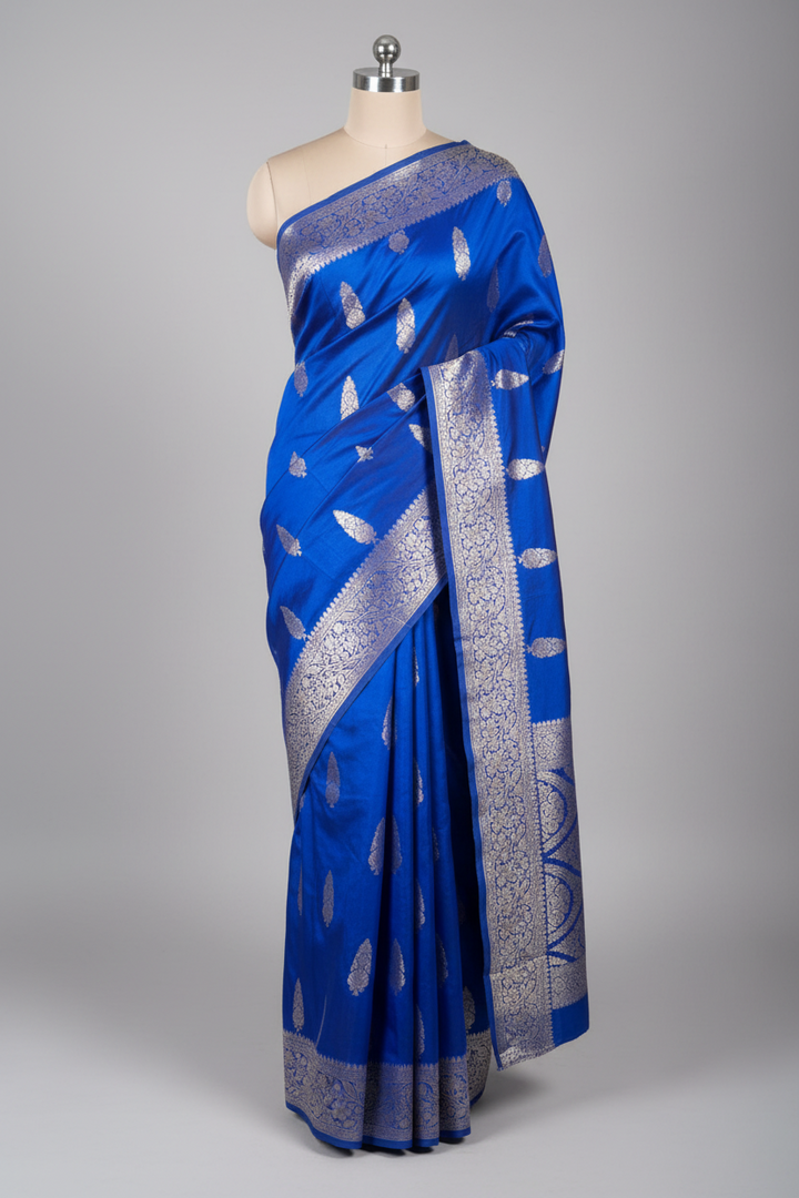 Royal Blue Warm Silk Traditional Buta Banarasi saree