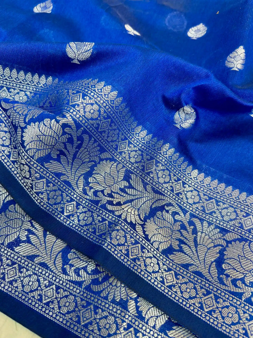 Royal Blue Soft khaddi silk saree