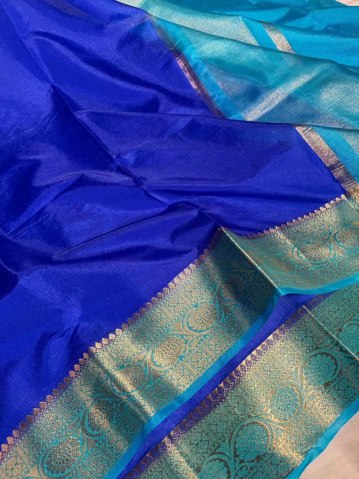 Royal blue Chinia silk traditional Banarasi saree